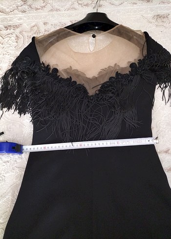 Siyah Uzun Straplez  Elbise - Görsel 5