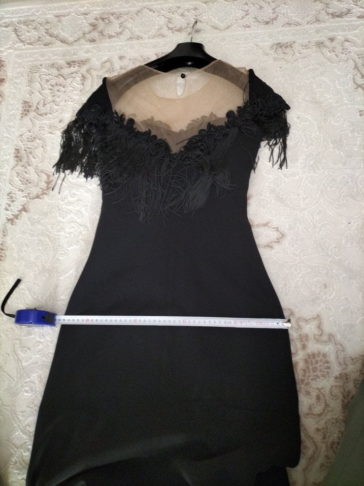 Siyah Uzun Straplez  Elbise - Görsel 4