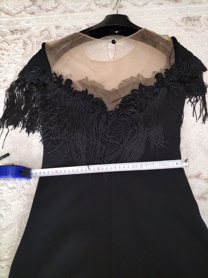 Siyah Uzun Straplez  Elbise - Görsel 5