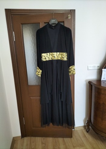 Klasik Siyah Uzun Kollu Kadın Abiye Elbise - Görsel 2