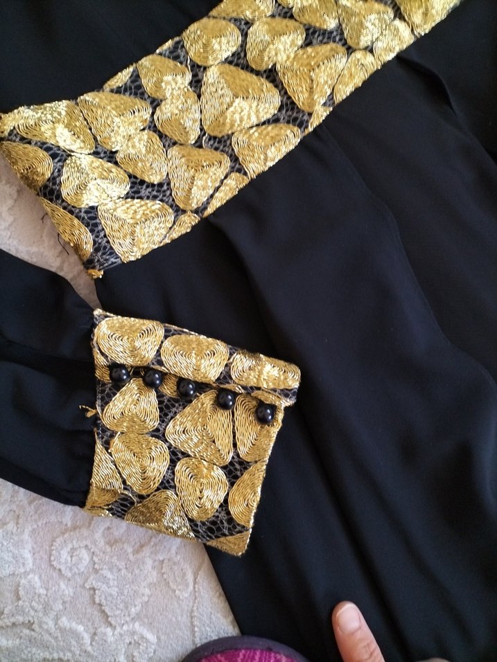 Klasik Siyah Uzun Kollu Kadın Abiye Elbise - Görsel 4