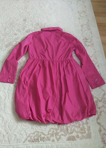 Düğmeli Pembe Midi kız çocuk Yağmurluk - Görsel 3