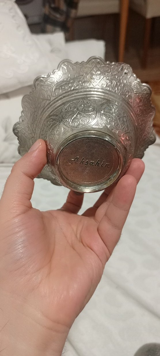 İşlemeli Gri Metal Kapaklı şekerlik - Görsel 5