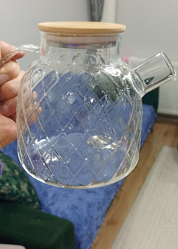 bambu kapaklı cam demlık - Görsel 4