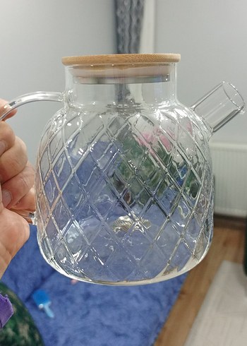 bambu kapaklı cam demlık - Görsel 3