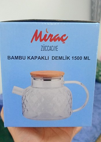 bambu kapaklı cam demlık - Görsel 2