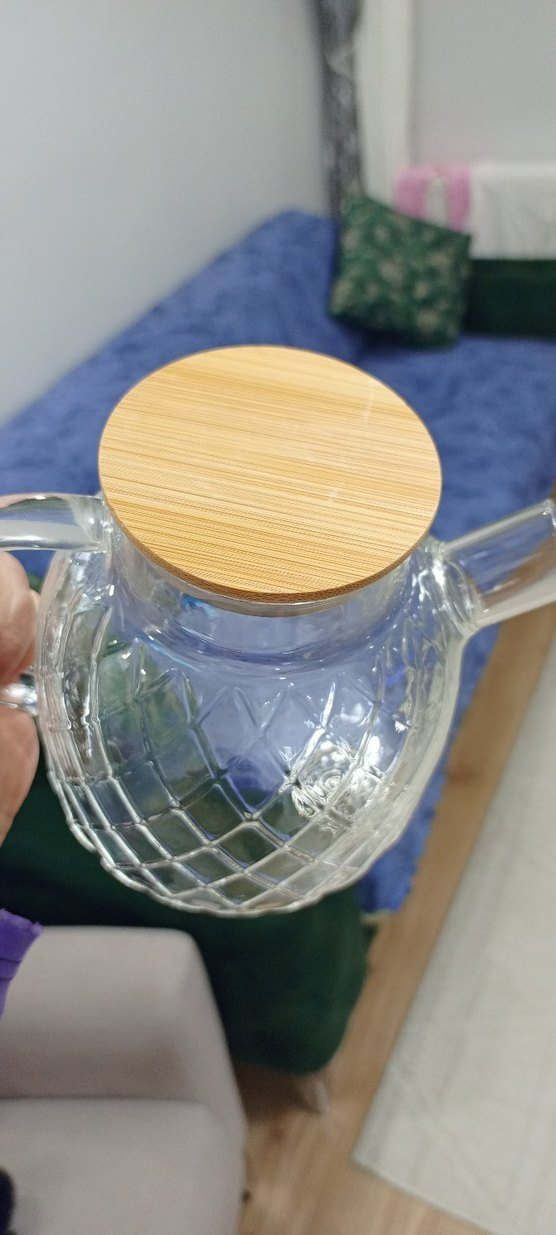 bambu kapaklı cam demlık - Görsel 5