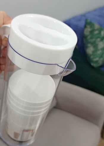 Beyaz Plastik Sürahi ve Bardak Seti - Görsel 3