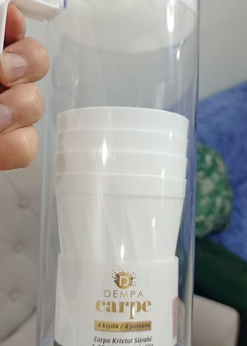 Beyaz Plastik Sürahi ve Bardak Seti - Görsel 2