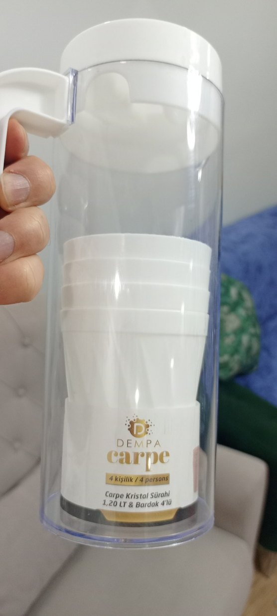 Beyaz Plastik Sürahi ve Bardak Seti - Görsel 2