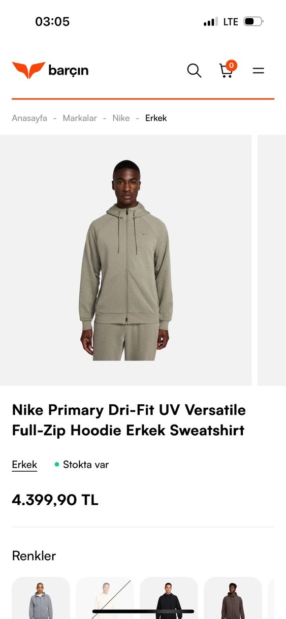 Nike Gri Fermuarlı Sweatshirt - Görsel 5