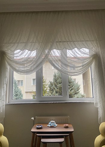 Modern Klasik Kerem Tül Perde - Görsel 2