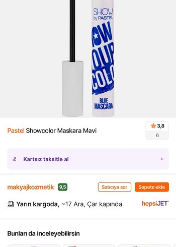 SHOW BY PASTEL Mavi-Lacivert Maskara, Renkli rimel mascara - Görsel 3