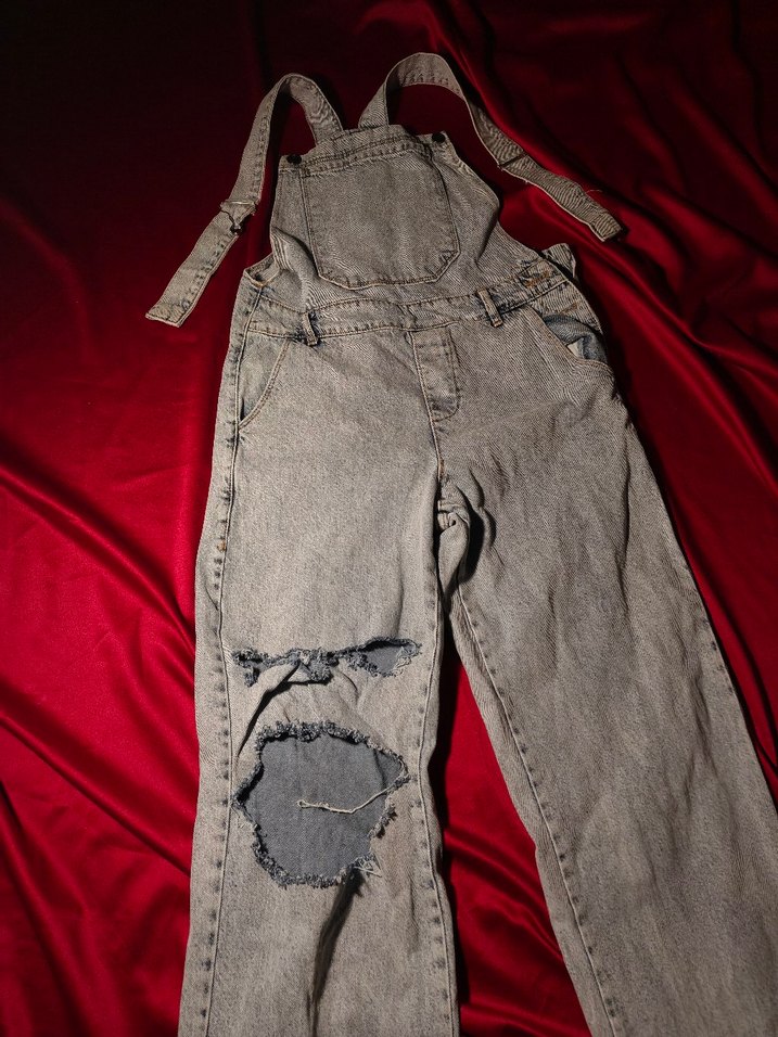 Kadın Açık mavi - gri Kot Salaş Askılı Tulum Salopet - Görsel 3