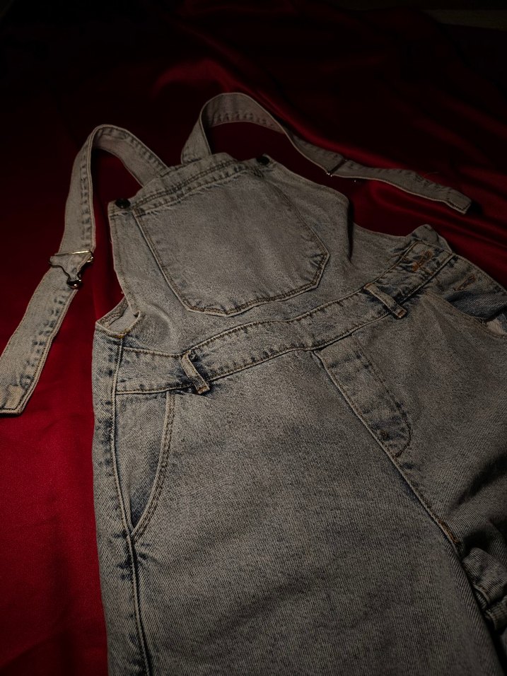 Kadın Açık mavi - gri Kot Salaş Askılı Tulum Salopet - Görsel 2