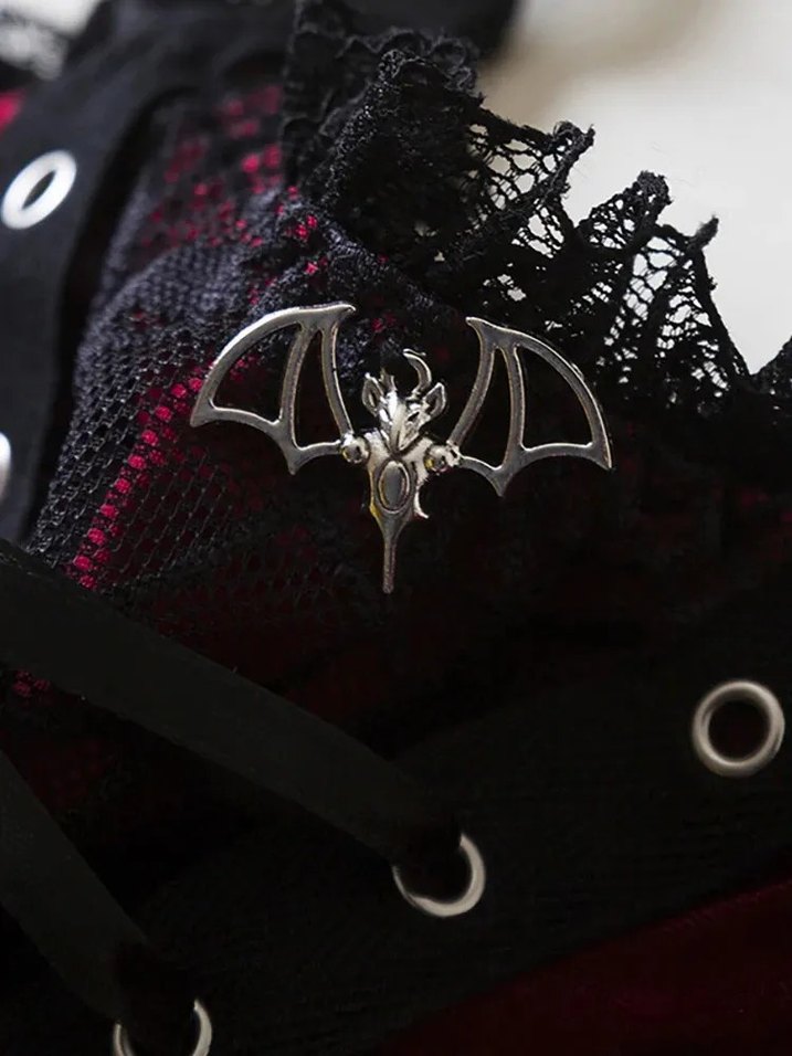 Dantel Detaylı Siyah Gotik Büstiyer - Görsel 4