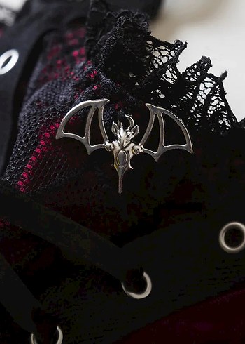 Bordo Dantel Detaylı Gotik Straplez Bustiyer - Görsel 3