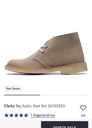 Clarks Bej Suet Kadin Bot