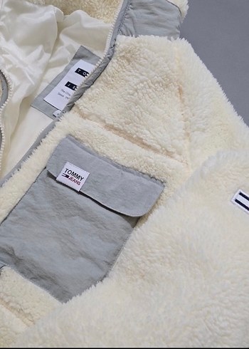 Tommy Jeans Erkek Beyaz Peluş Ceket - Görsel 4