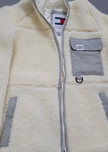 Tommy Jeans Erkek Beyaz Peluş Ceket - Görsel 3