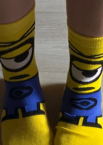 Kız Çocuk Sarı Minyon Desenli Çorap - Görsel 3