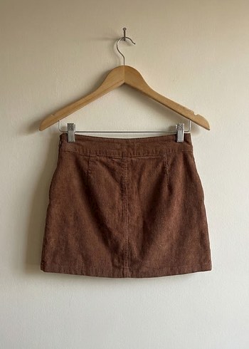 Kahverengi Süet Mini Etek - Görsel 2