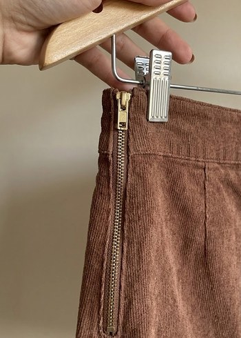 Kahverengi Süet Mini Etek - Görsel 3