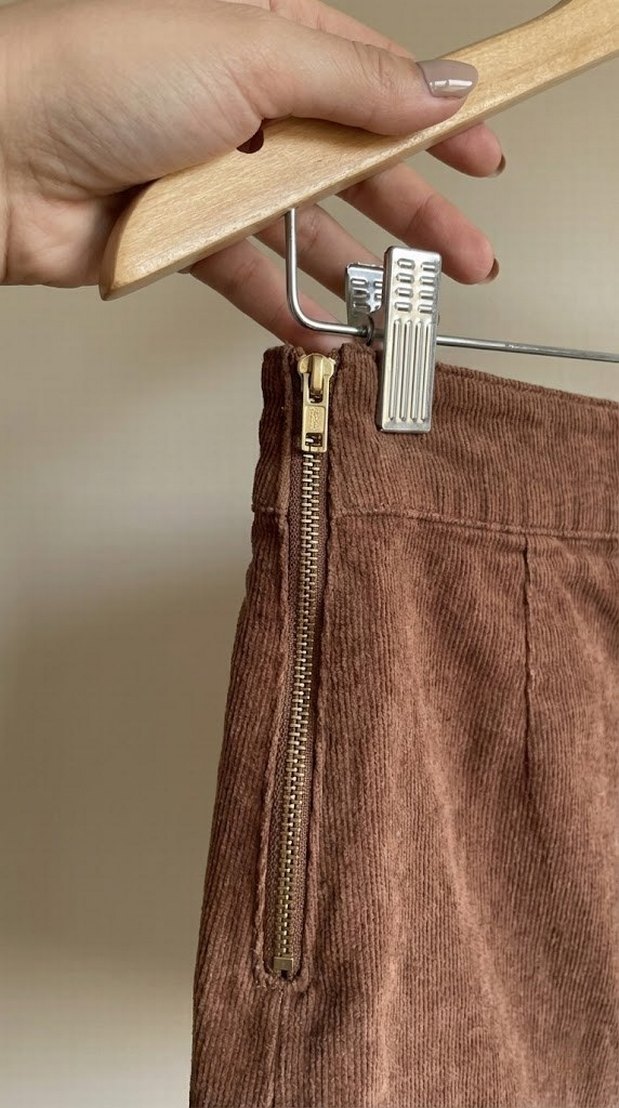 Kahverengi Süet Mini Etek - Görsel 3