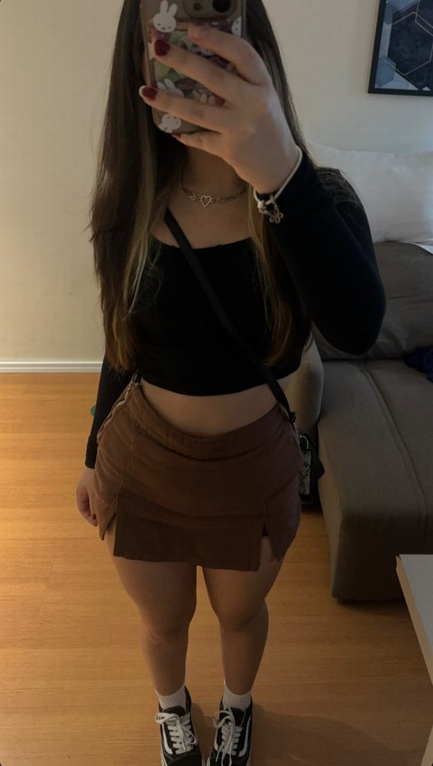 Kahverengi Süet Mini Etek - Görsel 4