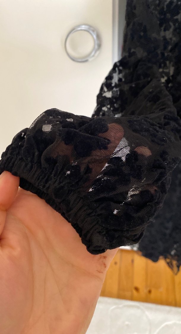 Siyah Nakışlı Uzun Kollu Gotik Elbise - Görsel 2