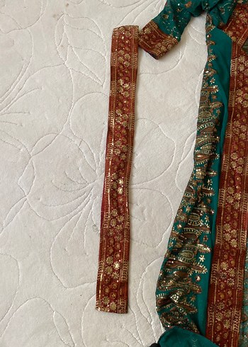 Uzun Bohem Desenli Turkuaz Kadın Hint Elbisesi - Görsel 3