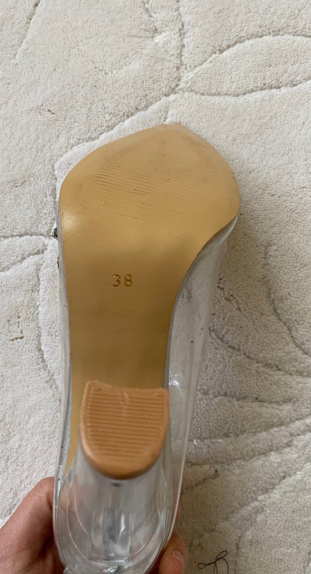 Bej Taşlı Şeffaf Stiletto Kadın Ayakkabı - Görsel 3