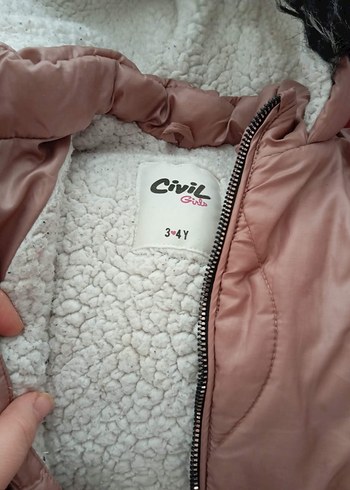 Kız Çocuk Kapüşonlu Kahverengi Kürklü Ceket - Görsel 3