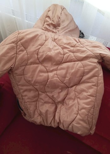 Kız Çocuk Kapüşonlu Kahverengi Kürklü Ceket - Görsel 2