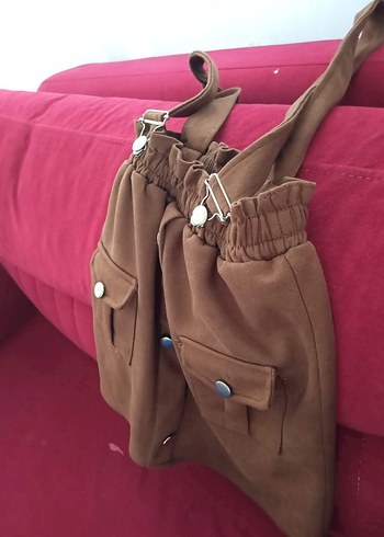 Düğmeli Kahverengi Süet Mini Etek - Görsel 4