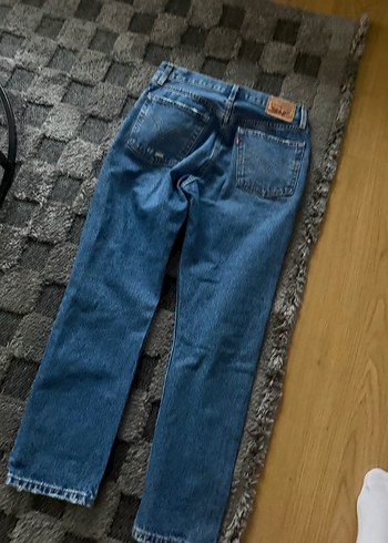 Kadın Mavi Yırtık Bol Kesim Midi Kot Pantolon - Görsel 5