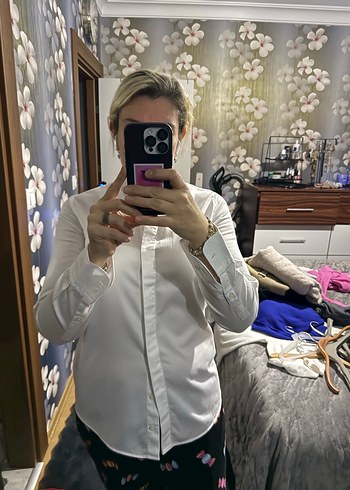 Beyaz Pamuklu kadın gömlek - Görsel 8