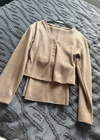 Süt kahve  Triko Kadın Uzun Takım - Görsel 2