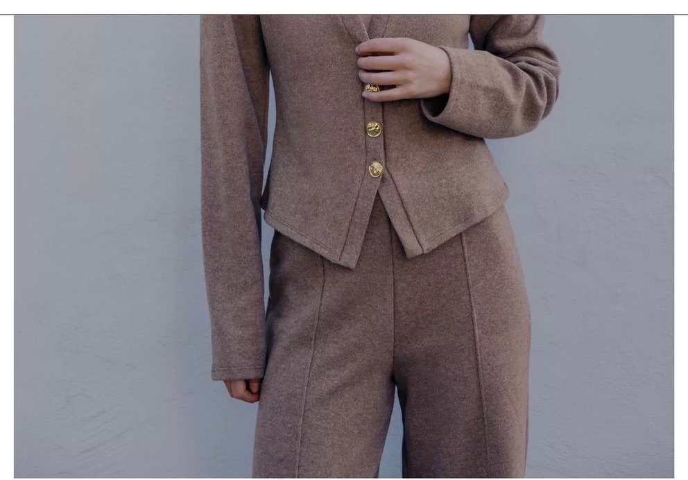 Süt kahve  Triko Kadın Uzun Takım - Görsel 5