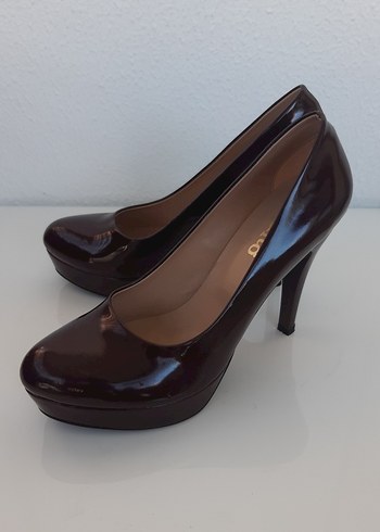 40 Beden kahverengi Renk Klasik Parlak Kahverengi Platformlu Stiletto