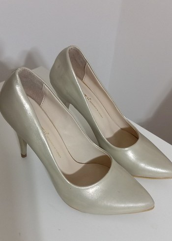 Beyaz Stiletto Kadın Topuklu Ayakkabı - Görsel 5