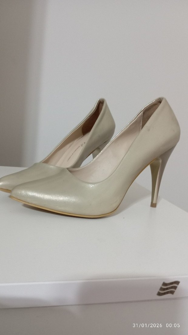 Beyaz Stiletto Kadın Topuklu Ayakkabı - Görsel 2