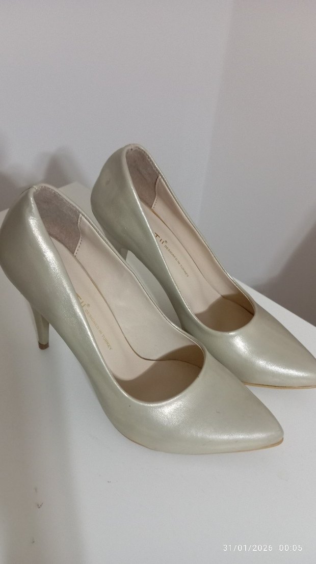 Beyaz Stiletto Kadın Topuklu Ayakkabı - Görsel 5