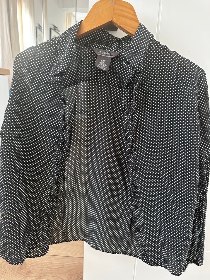 Düğmeli Puantiyeli Siyah Kadın Gömlek - Görsel 2