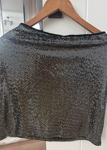 Parlak mini payetli Mini Etek - Görsel 2
