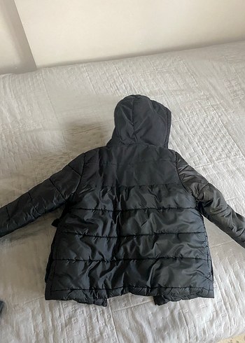 Kapüşonlu Gri Erkek Çocuk Mont - Görsel 3