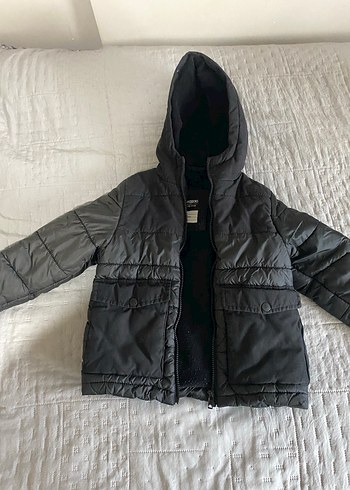 Kapüşonlu Gri Erkek Çocuk Mont - Görsel 2