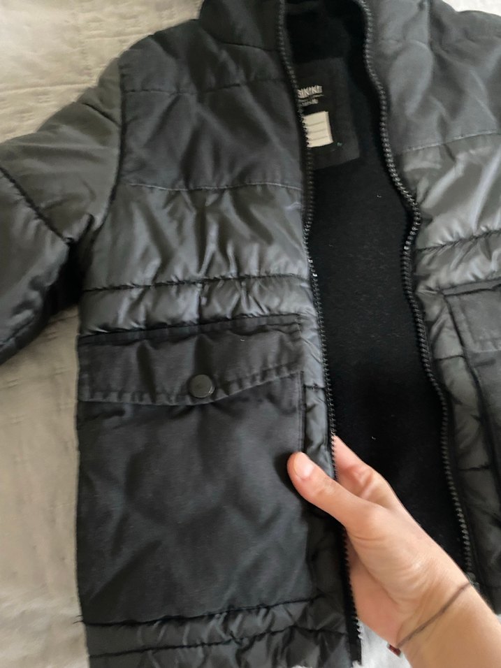 Kapüşonlu Gri Erkek Çocuk Mont - Görsel 5