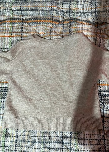 Bej V Yaka Kadın Triko Kazak - Görsel 3