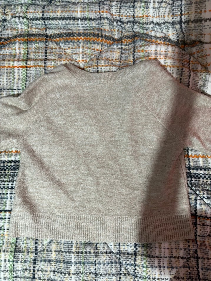 Bej V Yaka Kadın Triko Kazak - Görsel 3